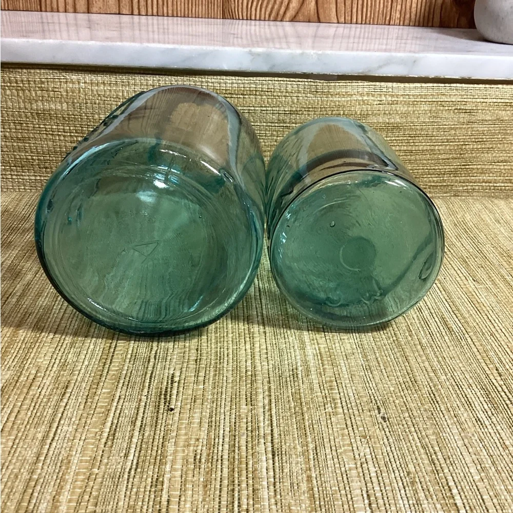 Antique 1900-1923 Ball Perfect Mason Quart Aqua Glass & 1 Pint